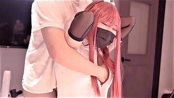 Hentai Cosplayer chest massage from behind, Chainsaw Man Makima Nurse, Japanese Anime Cosplay part.7